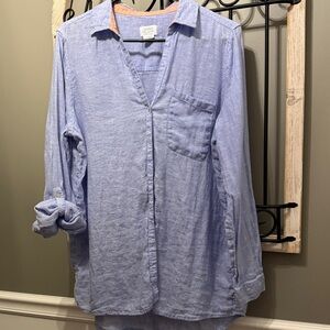 Sigrid Olsen Sky Blue Linen Shirt 100% linen M